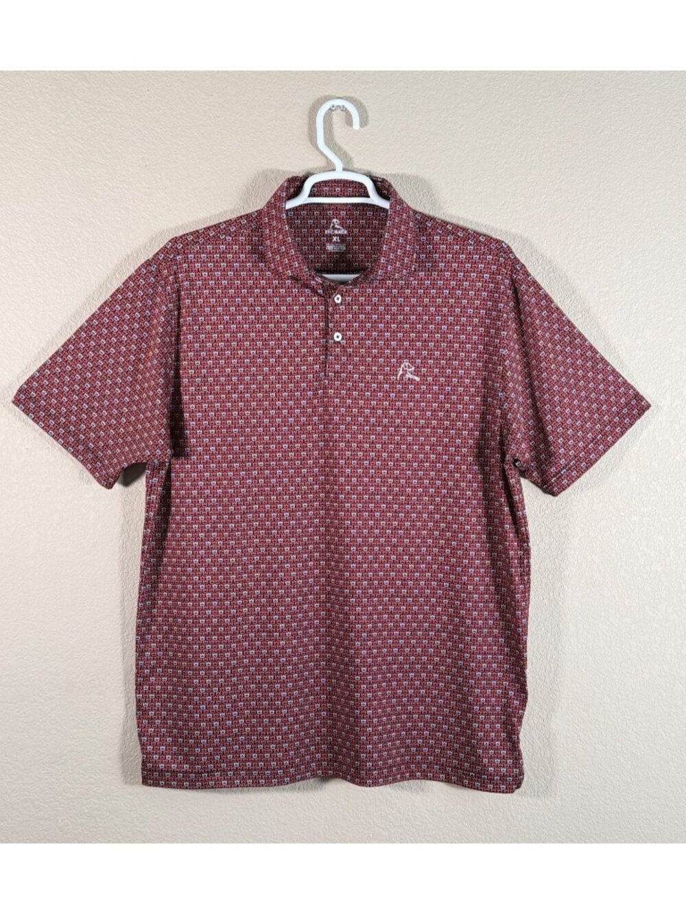 Rhoback Men's Polo Shirt Crown Geometric Golf Performance Stretch Active
